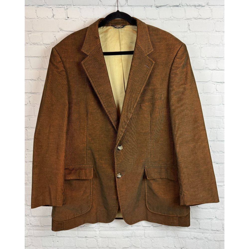BILL BLASS brown beige striped corduroy mens suit jacket blazer 46R